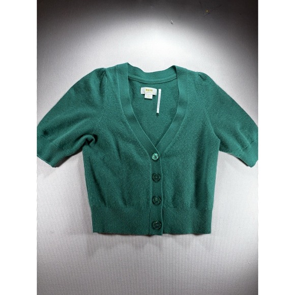 Anthropologie Sweaters - Anthropologie Maeve Puff Sleeve 100% Cashmere Cardi Sweater Green XS